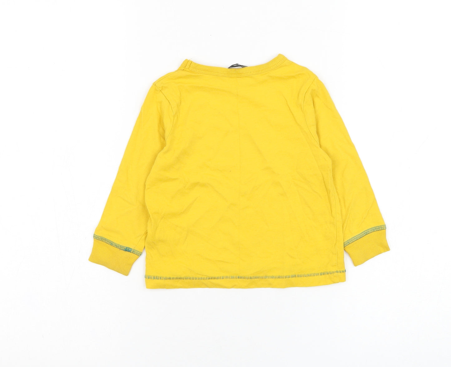 George Boys Yellow  Cotton Basic T-Shirt Size 18-24 Months Round Neck Pullover - Dinosaur