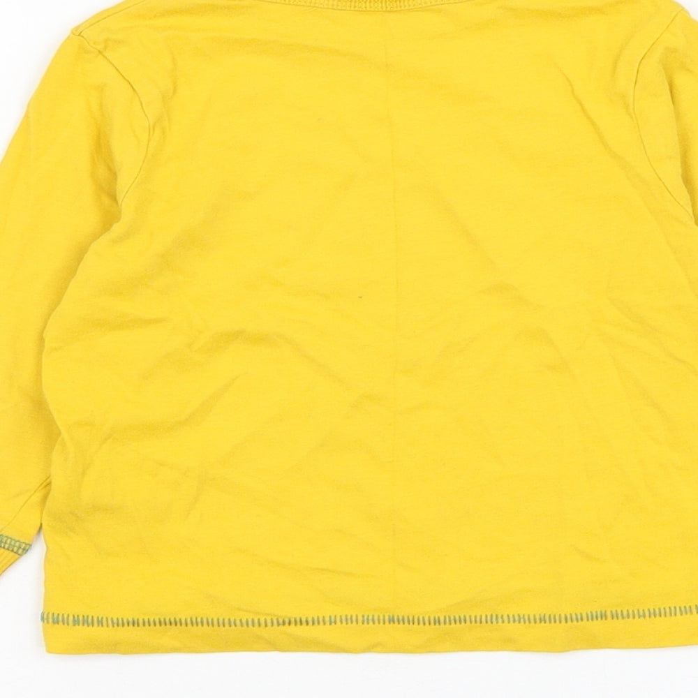 George Boys Yellow  Cotton Basic T-Shirt Size 18-24 Months Round Neck Pullover - Dinosaur