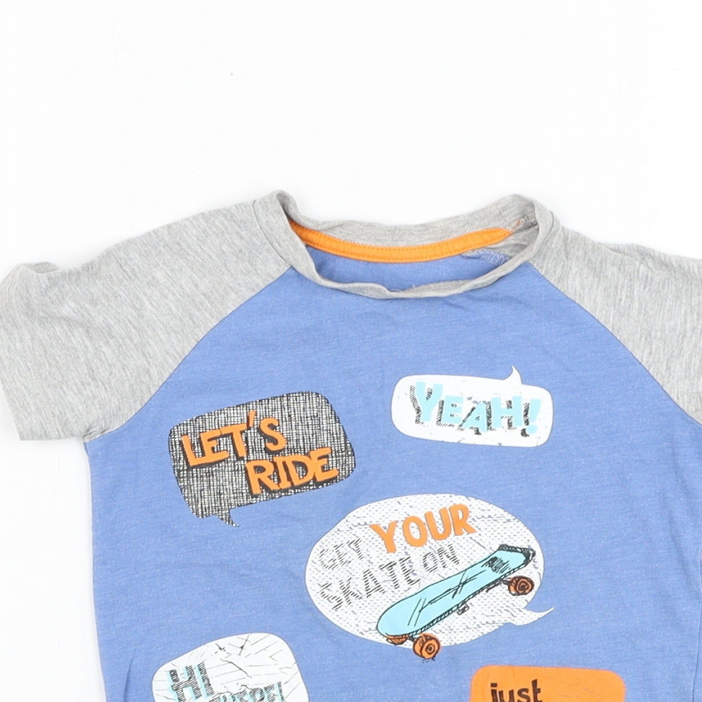 Matalan Boys Grey  Cotton Basic T-Shirt Size 18-24 Months Round Neck Pullover - Skateboard