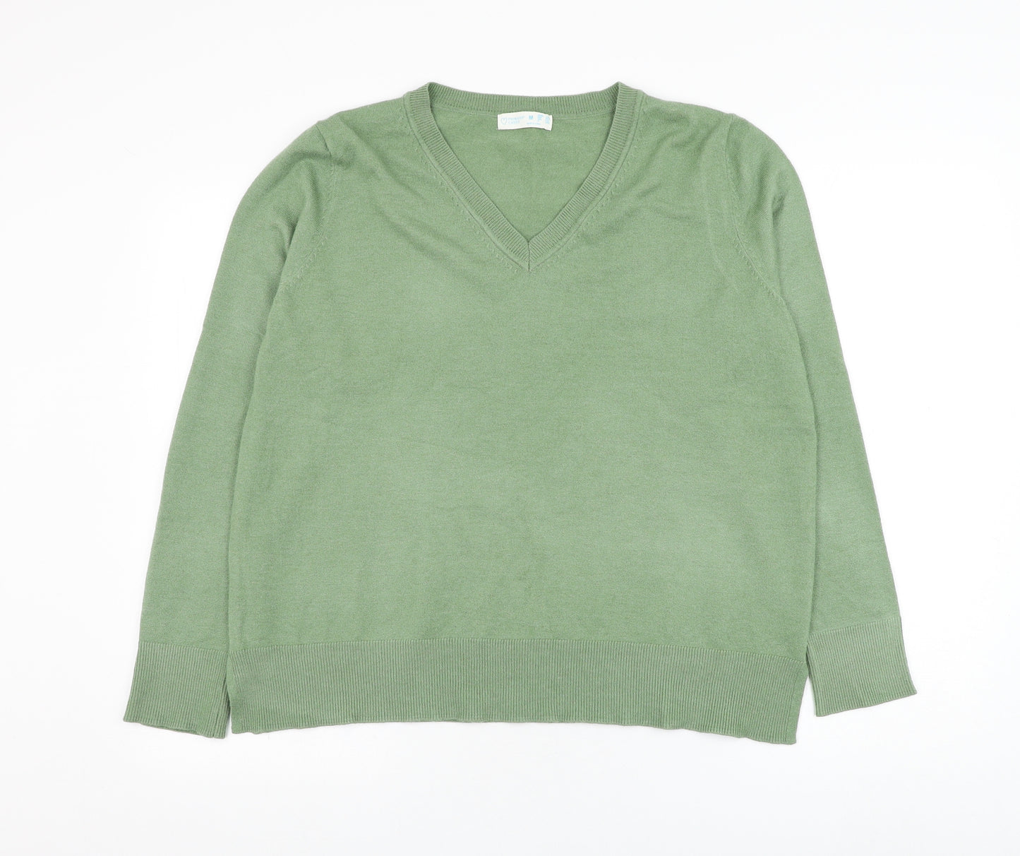 Primark Womens Green V-Neck  Polyester Pullover Jumper Size 12