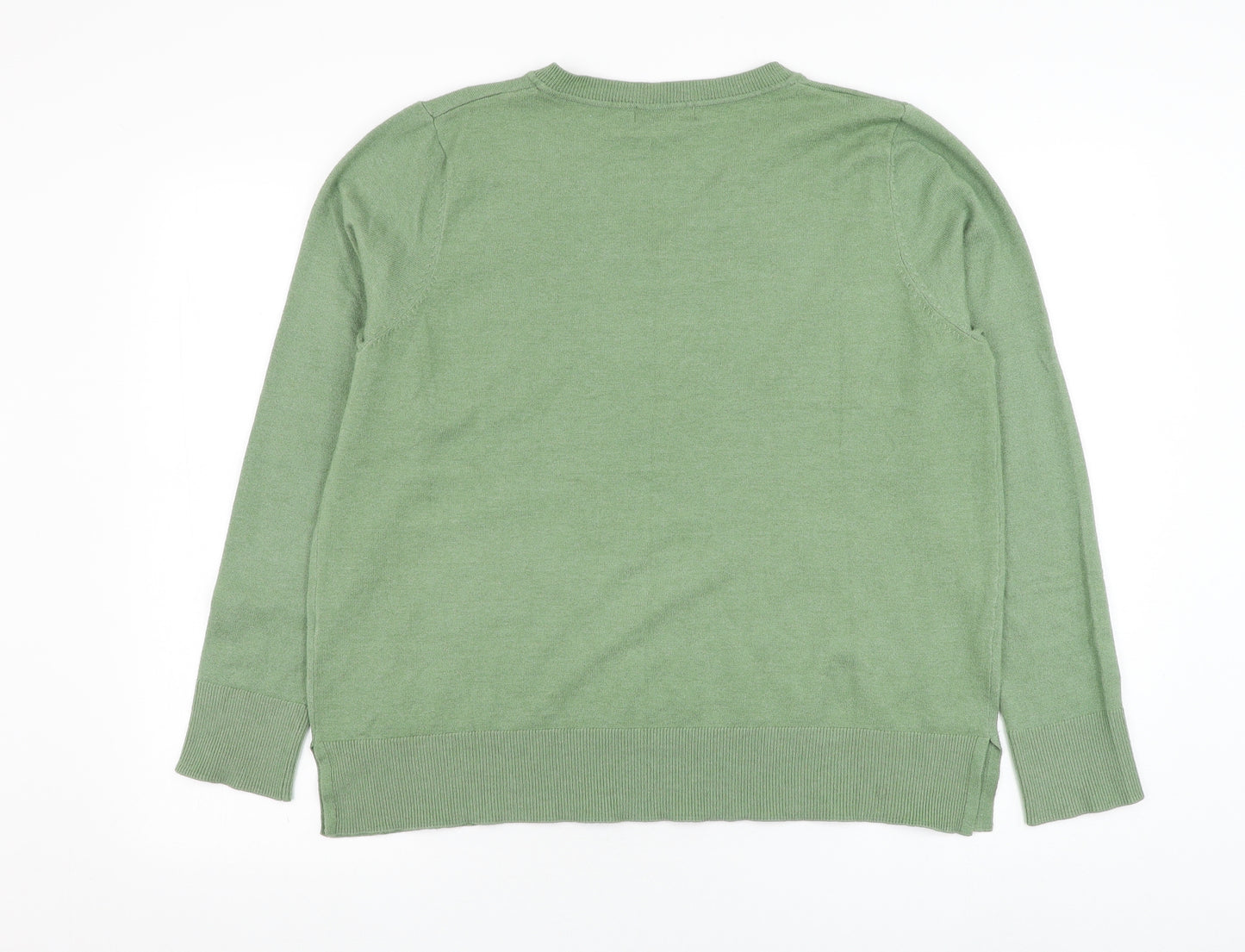 Primark Womens Green V-Neck  Polyester Pullover Jumper Size 12