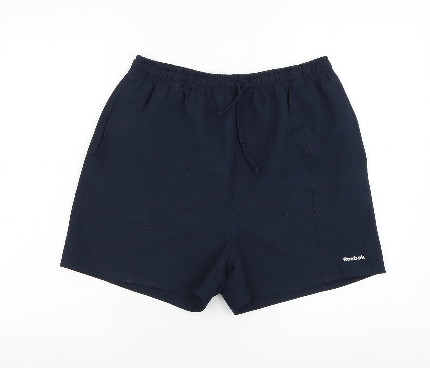 Reebok Womens Blue  Polyester Sweat Shorts Size 14 L3 in Regular Drawstring