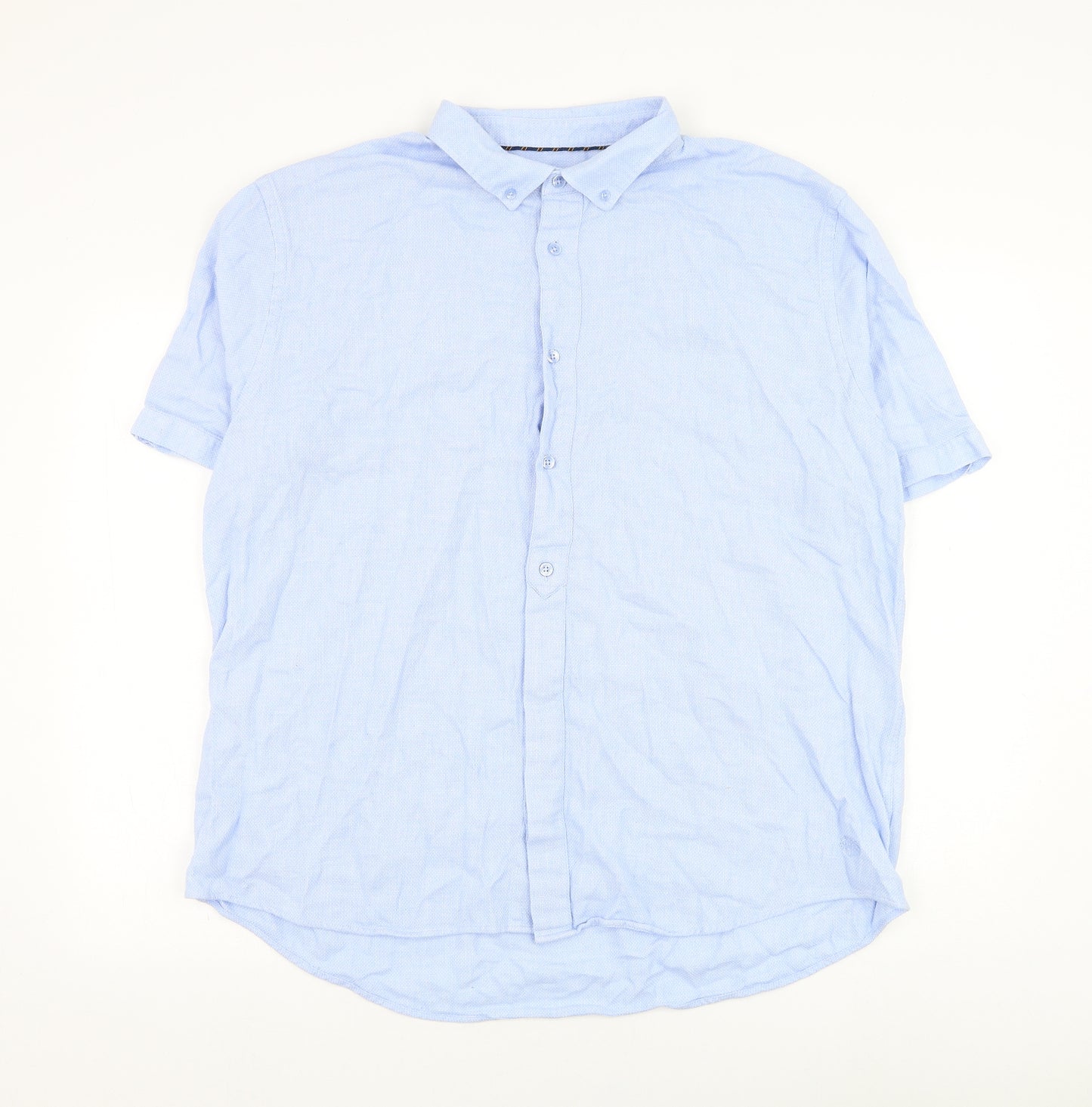 Paul Costelloe Mens Blue  Polyester  Button-Up Size 2XL Collared Button