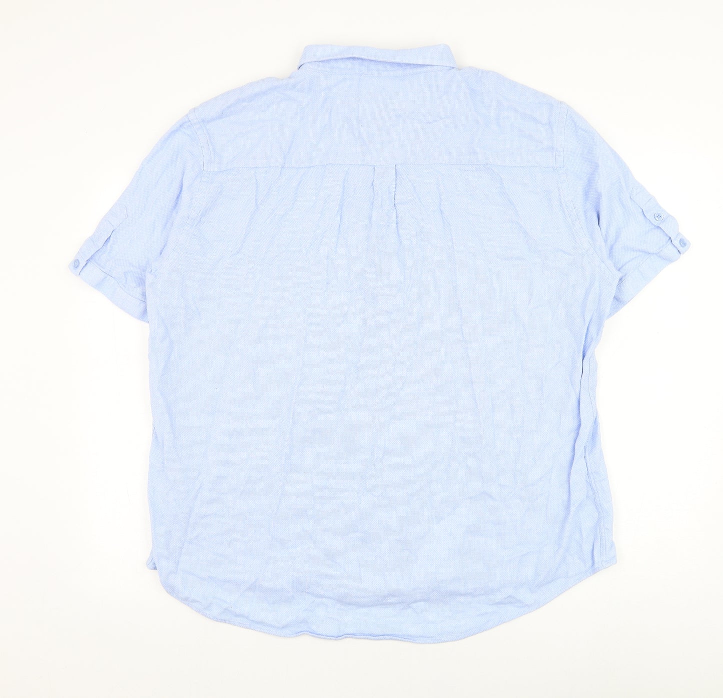 Paul Costelloe Mens Blue  Polyester  Button-Up Size 2XL Collared Button