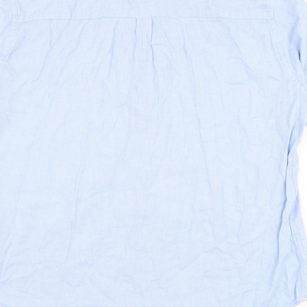 Paul Costelloe Mens Blue  Polyester  Button-Up Size 2XL Collared Button