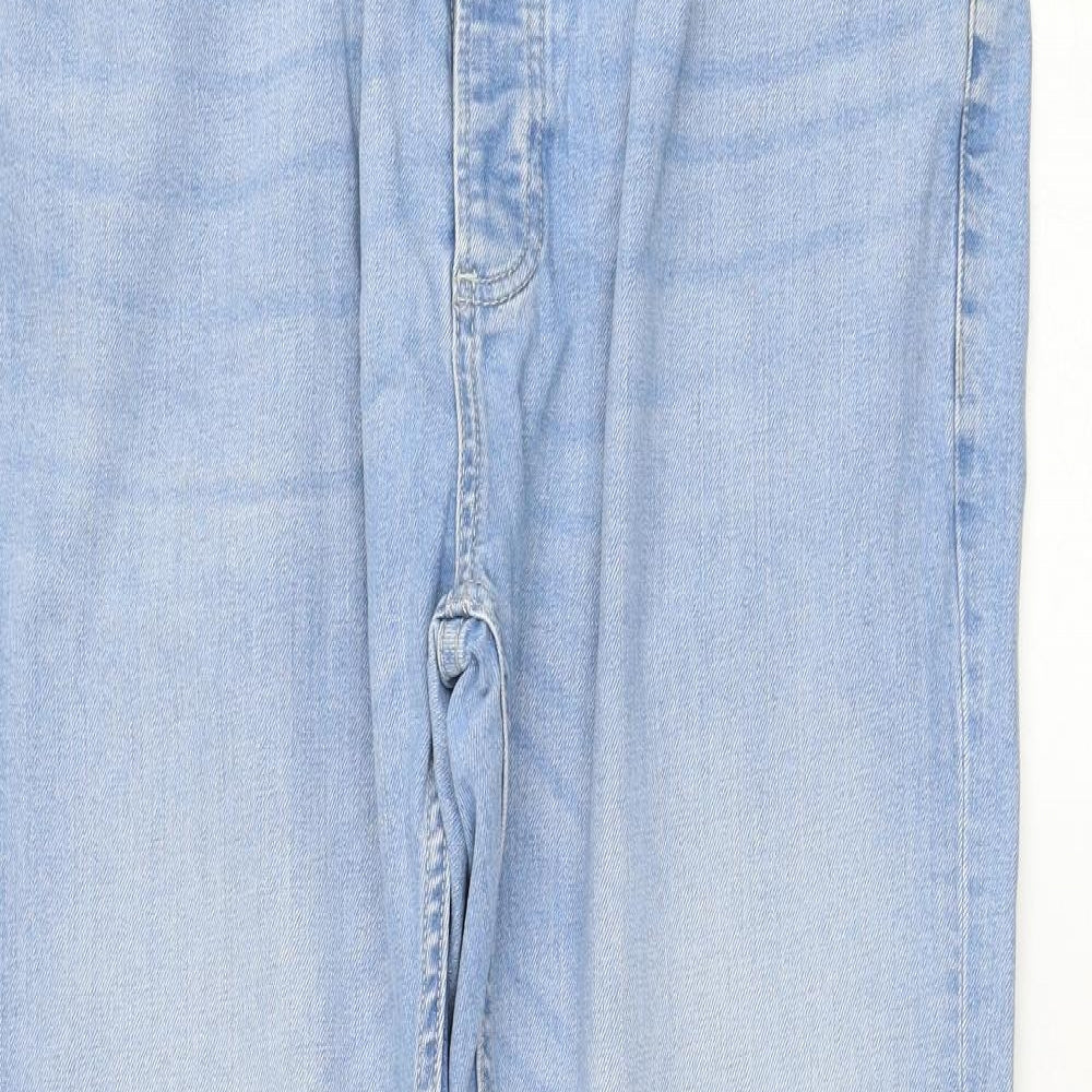 Topman Mens Blue  Cotton Straight Jeans Size 38 in L32 in Regular Zip