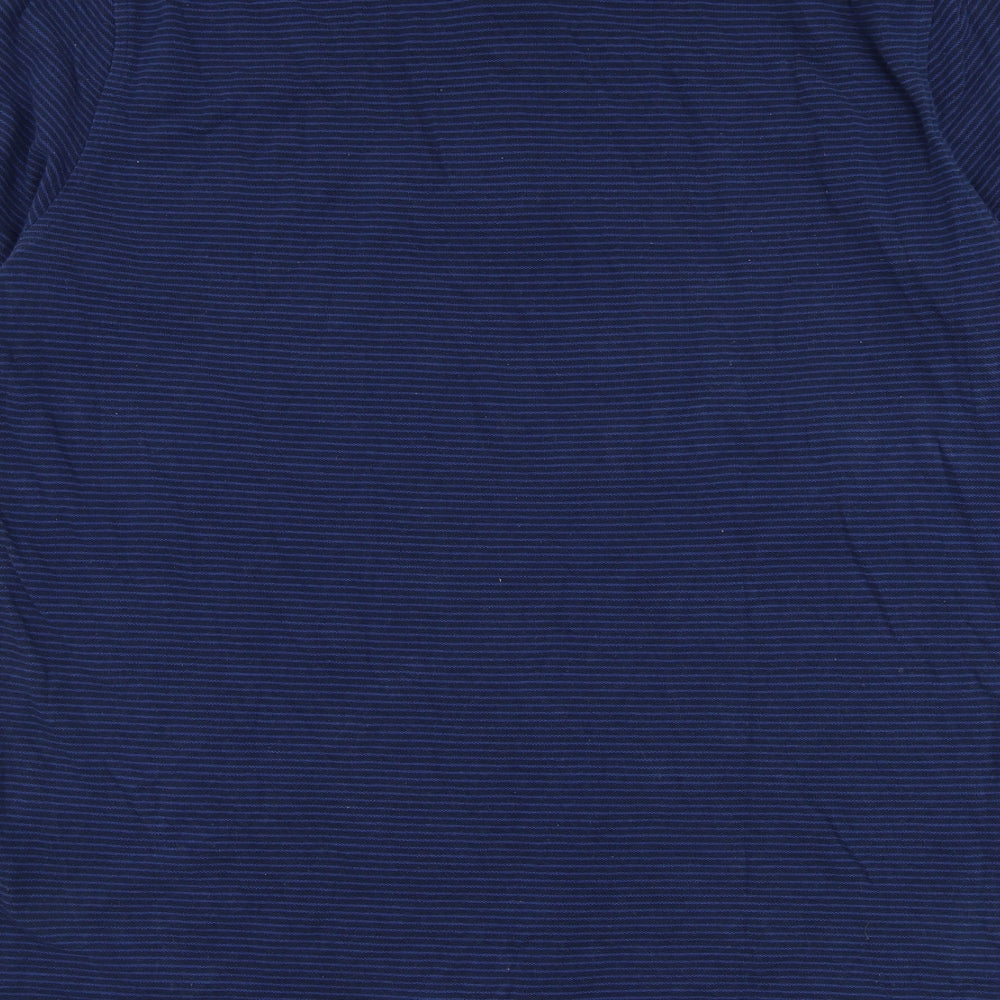 Tommy Hilfiger Mens Blue Striped Cotton  Polo Size L Collared Pullover