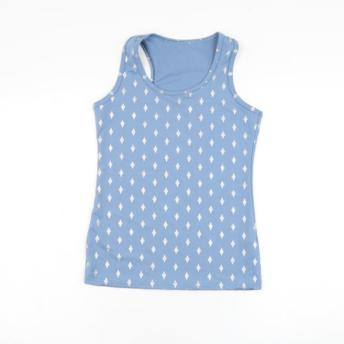 Preworn Womens Blue Geometric Polyamide Basic Tank Size S Round Neck