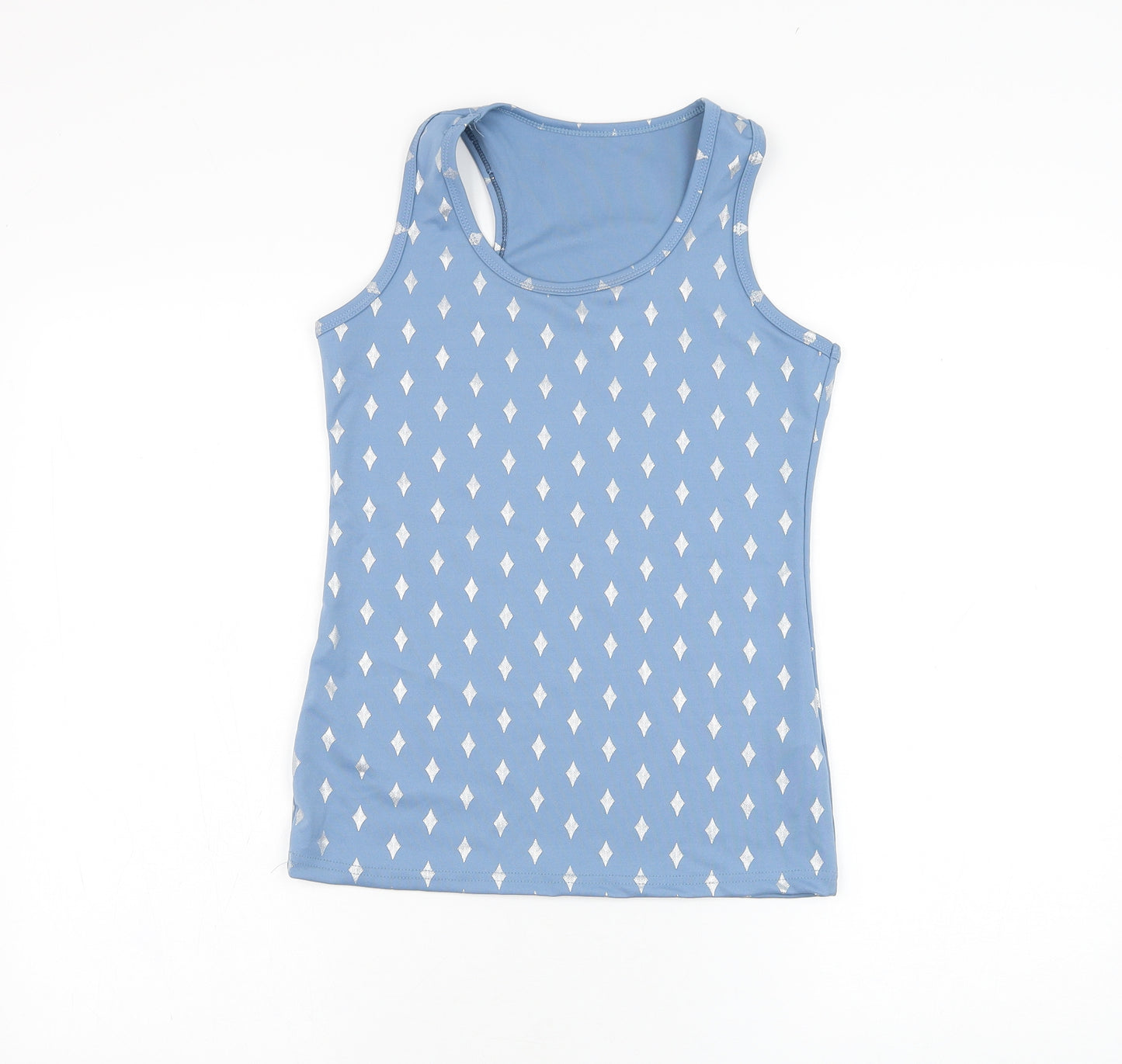 Preworn Womens Blue Geometric Polyamide Basic Tank Size S Round Neck