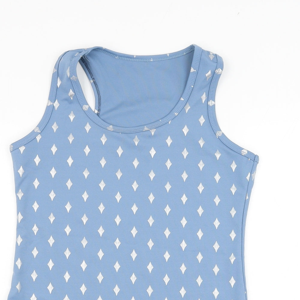 Preworn Womens Blue Geometric Polyamide Basic Tank Size S Round Neck