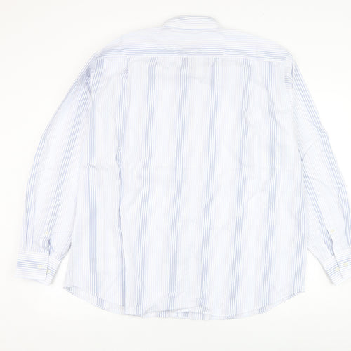 Marks and Spencer Mens White Striped Cotton  Dress Shirt Size 17.5 Collared Button