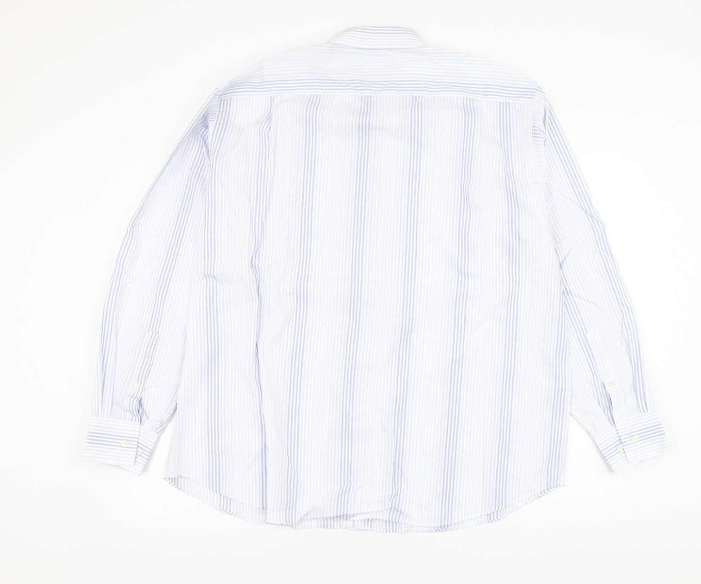 Marks and Spencer Mens White Striped Cotton  Dress Shirt Size 17.5 Collared Button