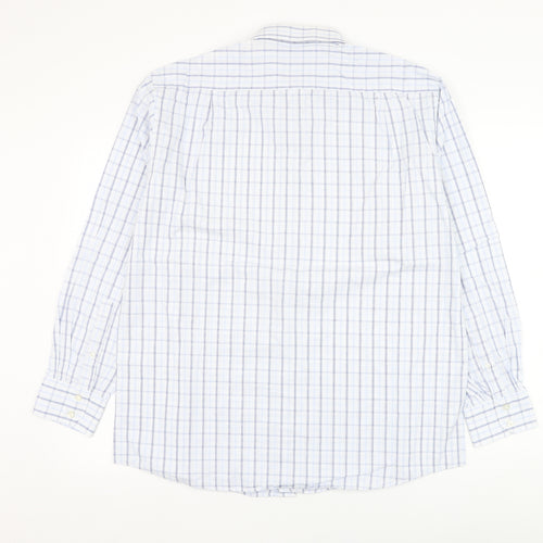 Marks and Spencer Mens White Check Cotton  Dress Shirt Size 16.5 Collared Button