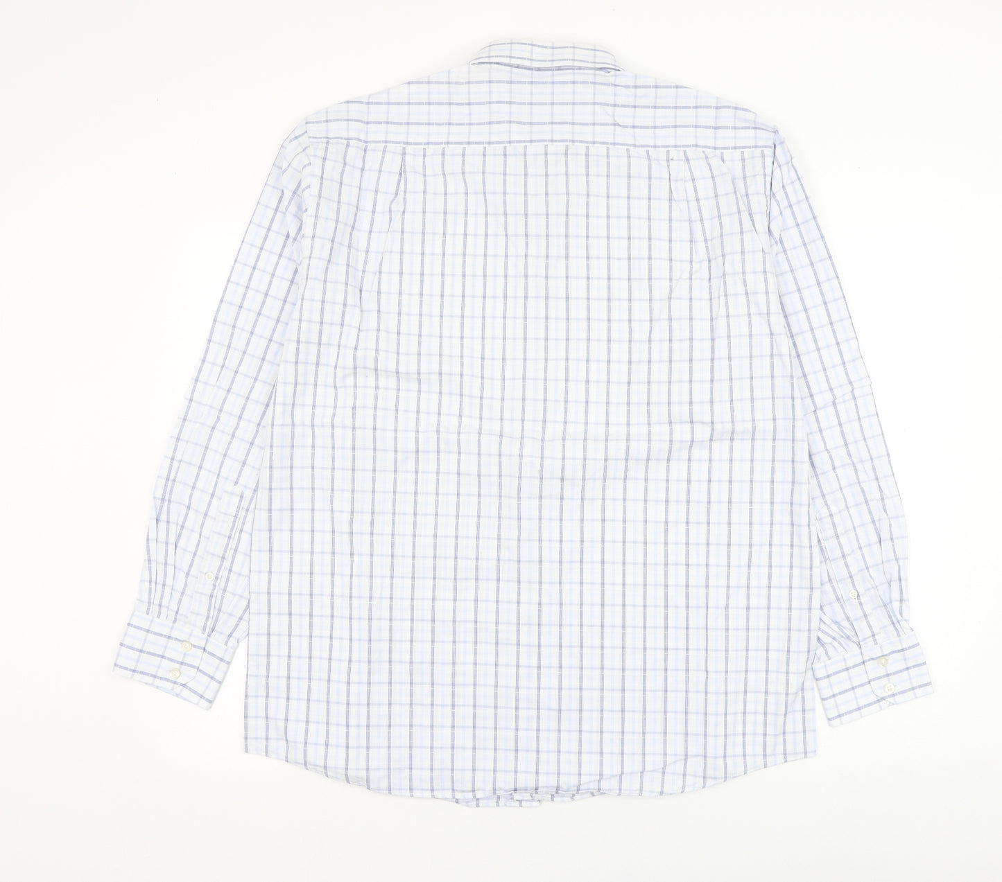 Marks and Spencer Mens White Check Cotton  Dress Shirt Size 16.5 Collared Button