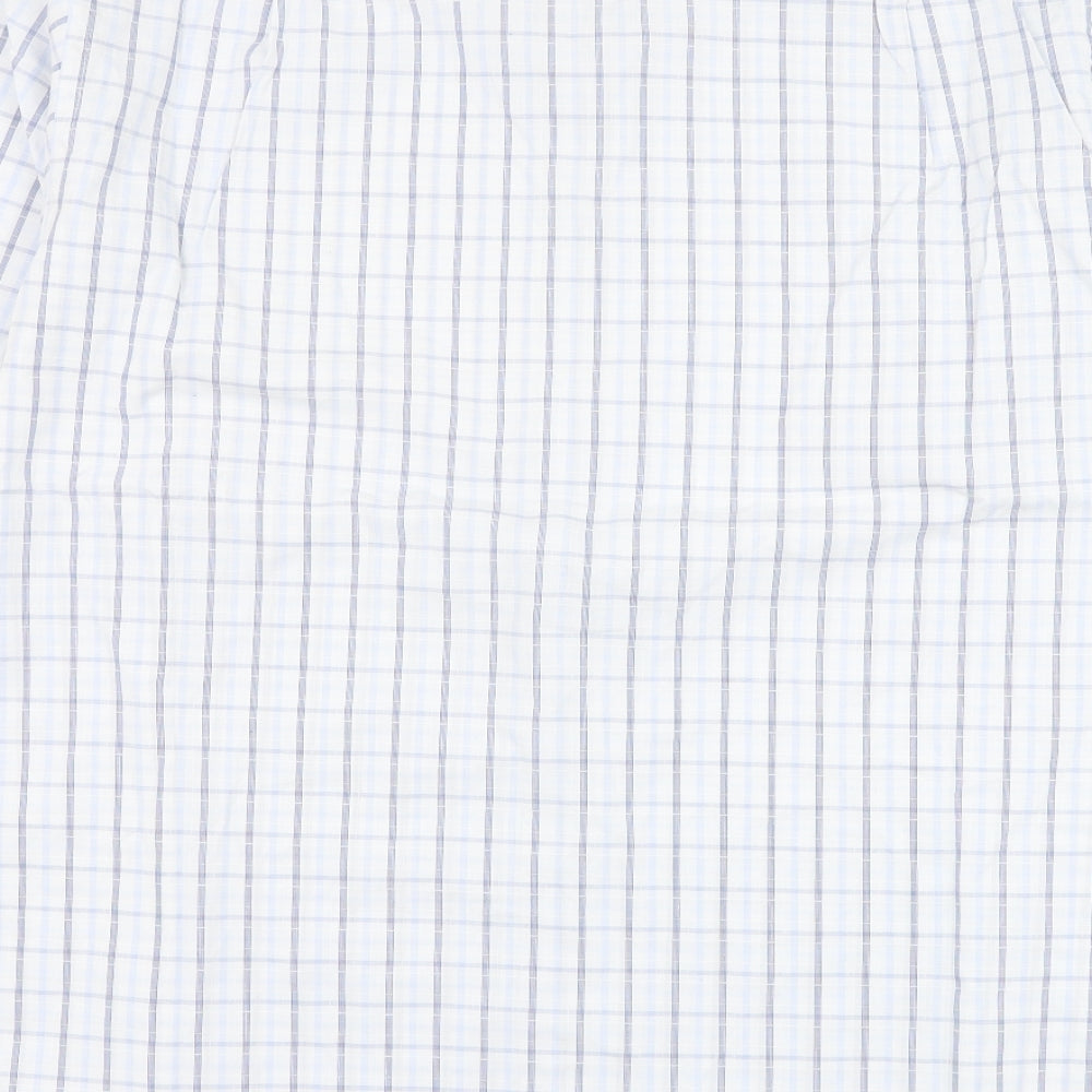 Marks and Spencer Mens White Check Cotton  Dress Shirt Size 16.5 Collared Button