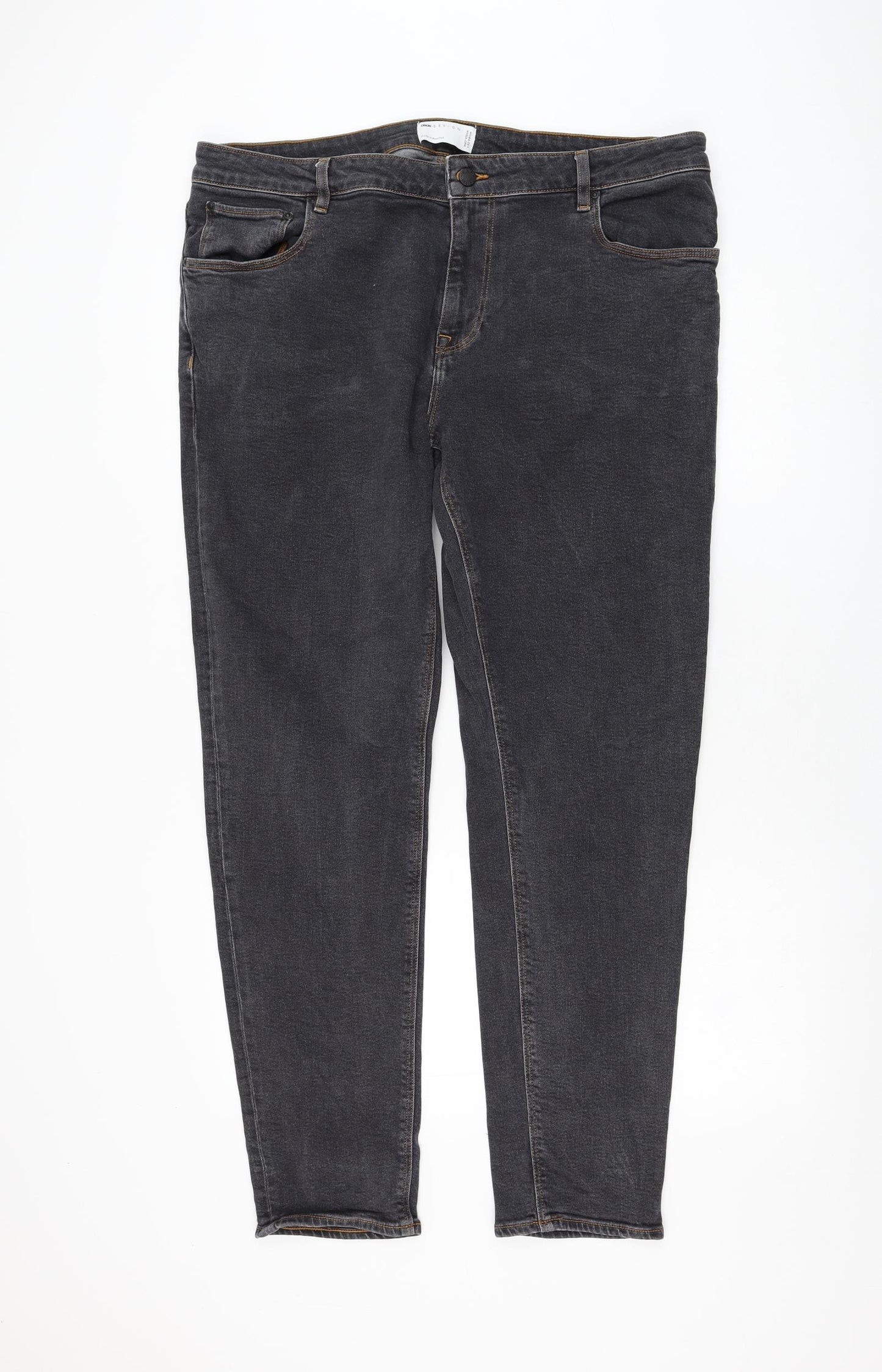 ASOS Mens Black  Cotton Straight Jeans Size 40 in L32 in Regular Zip