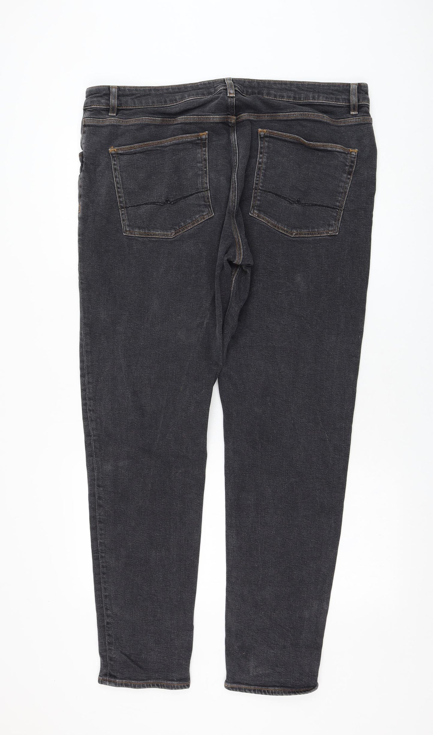 ASOS Mens Black  Cotton Straight Jeans Size 40 in L32 in Regular Zip