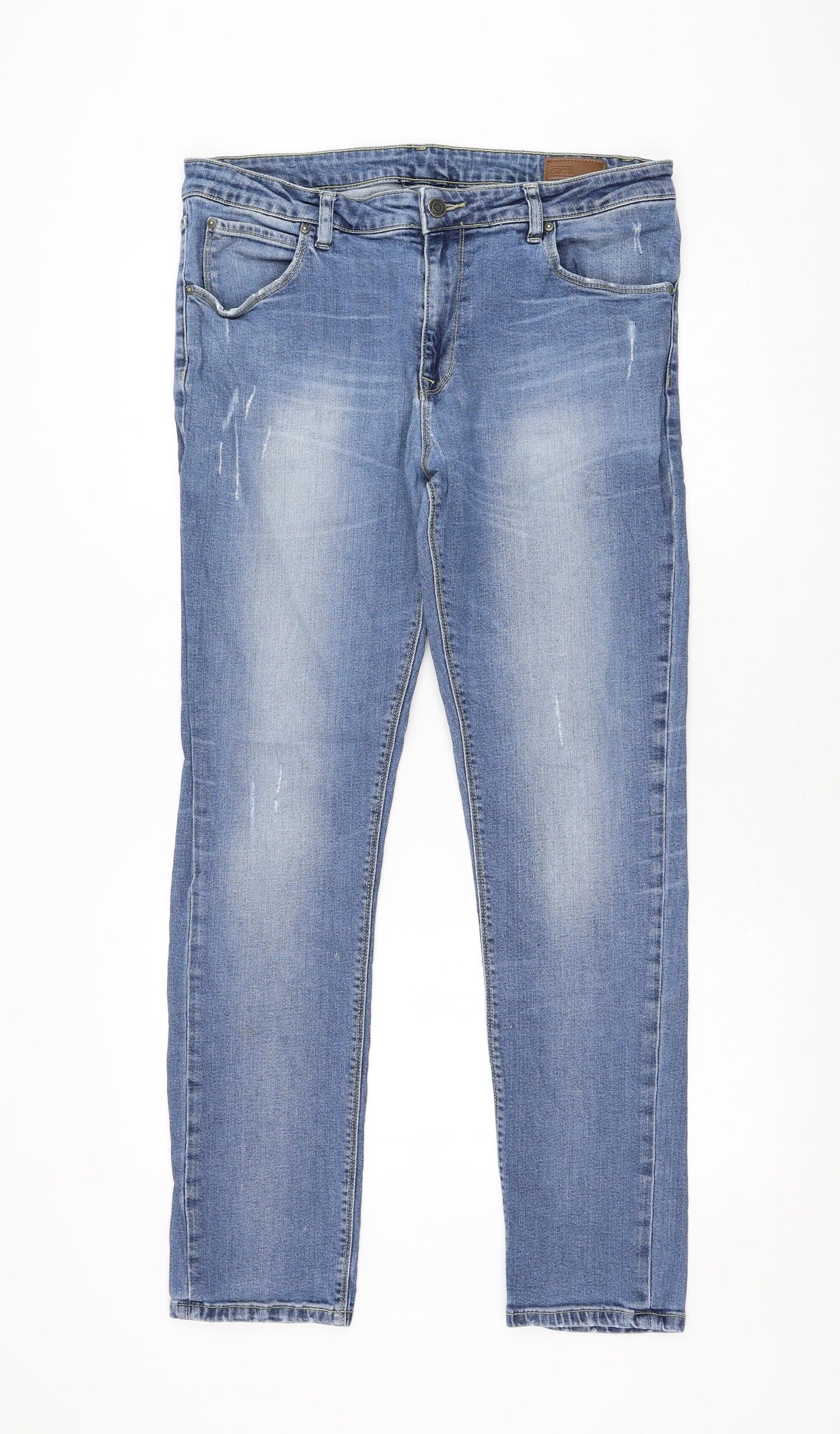 ASOS Mens Blue  Polyester Straight Jeans Size 34 in L30 in Regular Zip