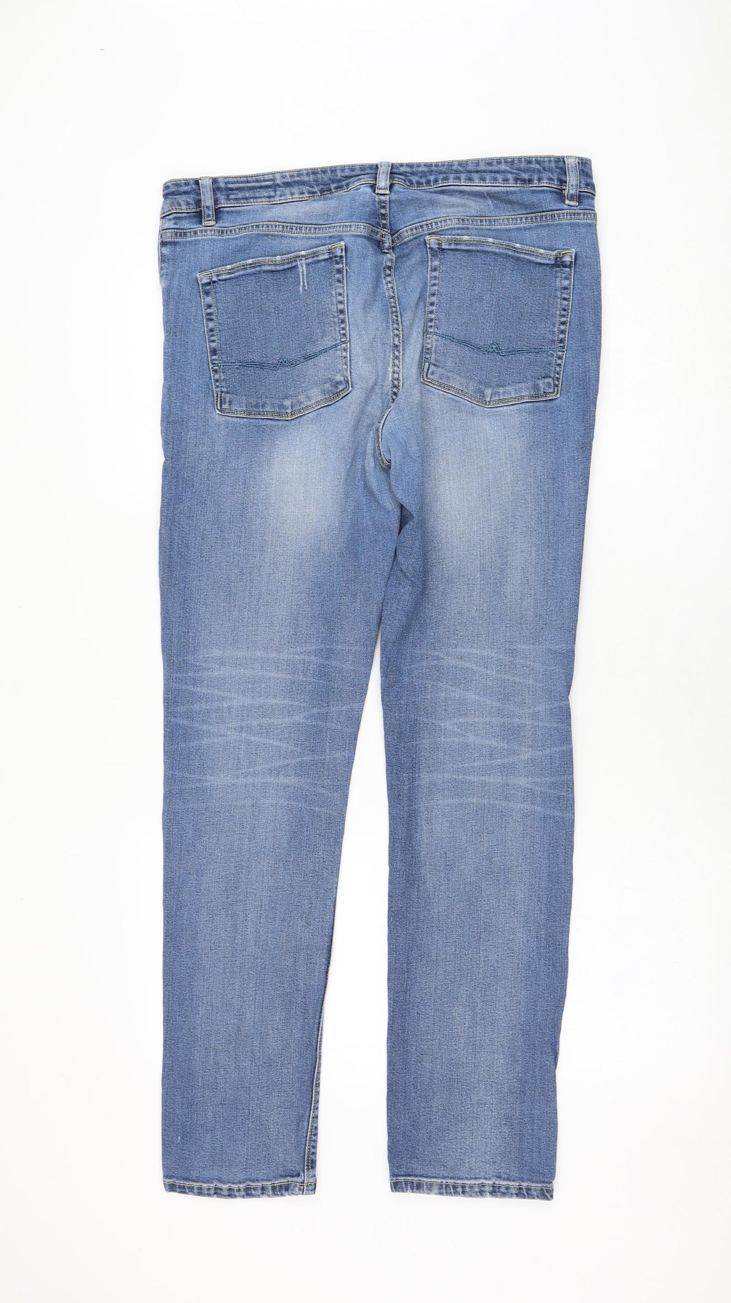ASOS Mens Blue  Polyester Straight Jeans Size 34 in L30 in Regular Zip