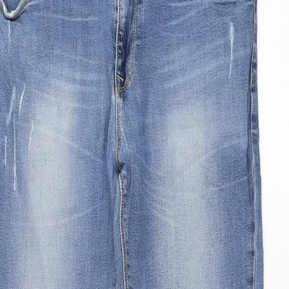 ASOS Mens Blue  Polyester Straight Jeans Size 34 in L30 in Regular Zip