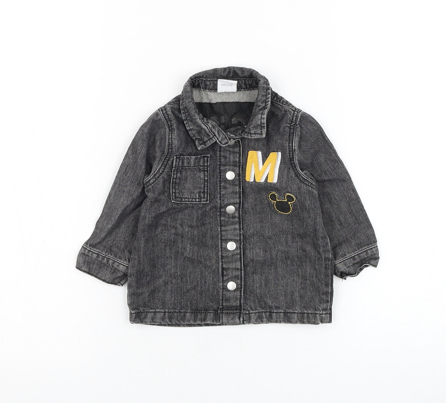 F&F Boys Grey  Cotton Basic Button-Up Size 3-6 Months Collared Button - Mickey Mouse