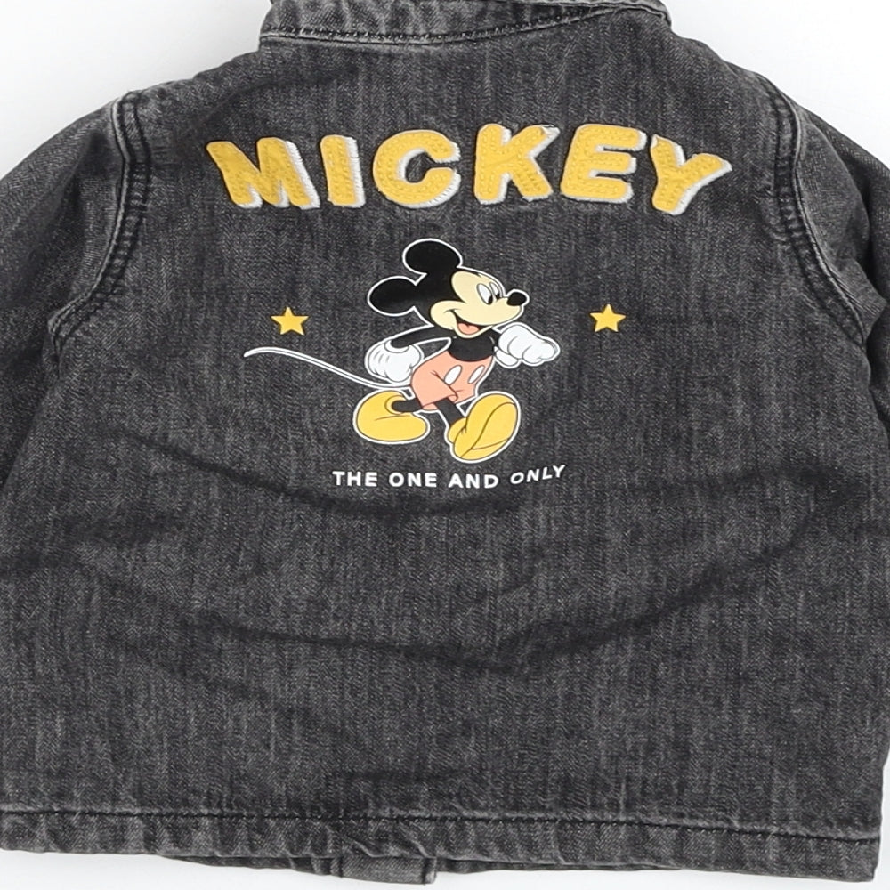 F&F Boys Grey  Cotton Basic Button-Up Size 3-6 Months Collared Button - Mickey Mouse