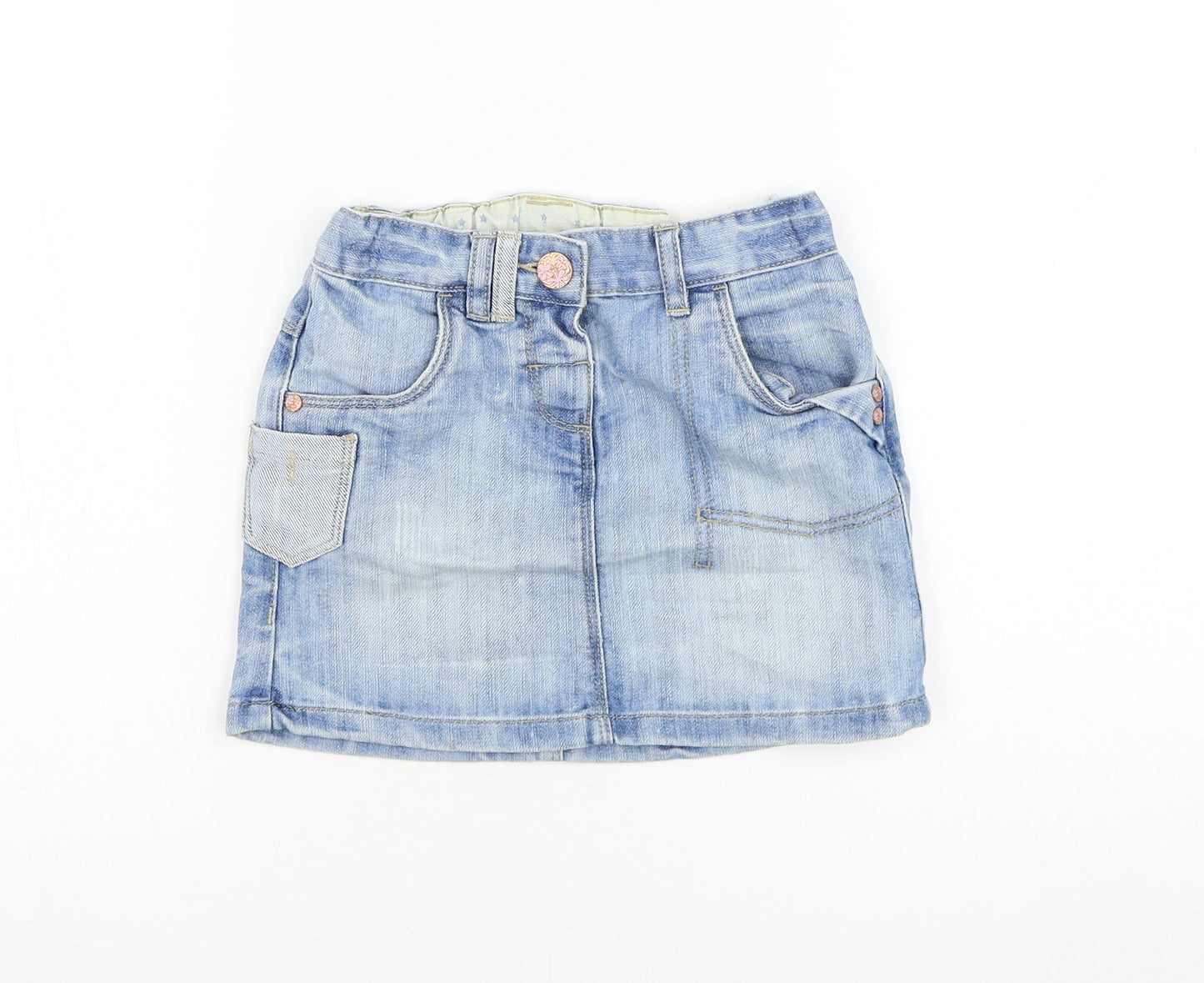 NEXT Girls Blue  Cotton A-Line Skirt Size 4-5 Years  Regular Pull On