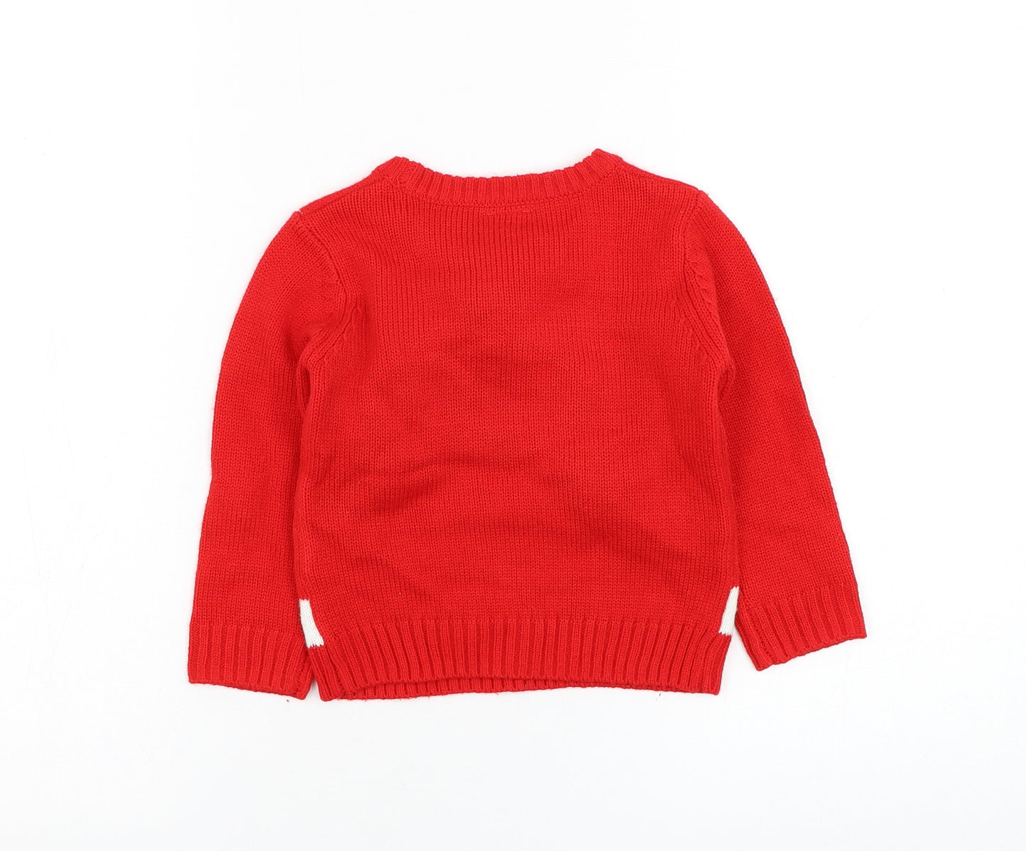 F&F Boys Red  Acrylic Pullover Jumper Size 18-24 Months  Pullover - Christmas, Reindeer