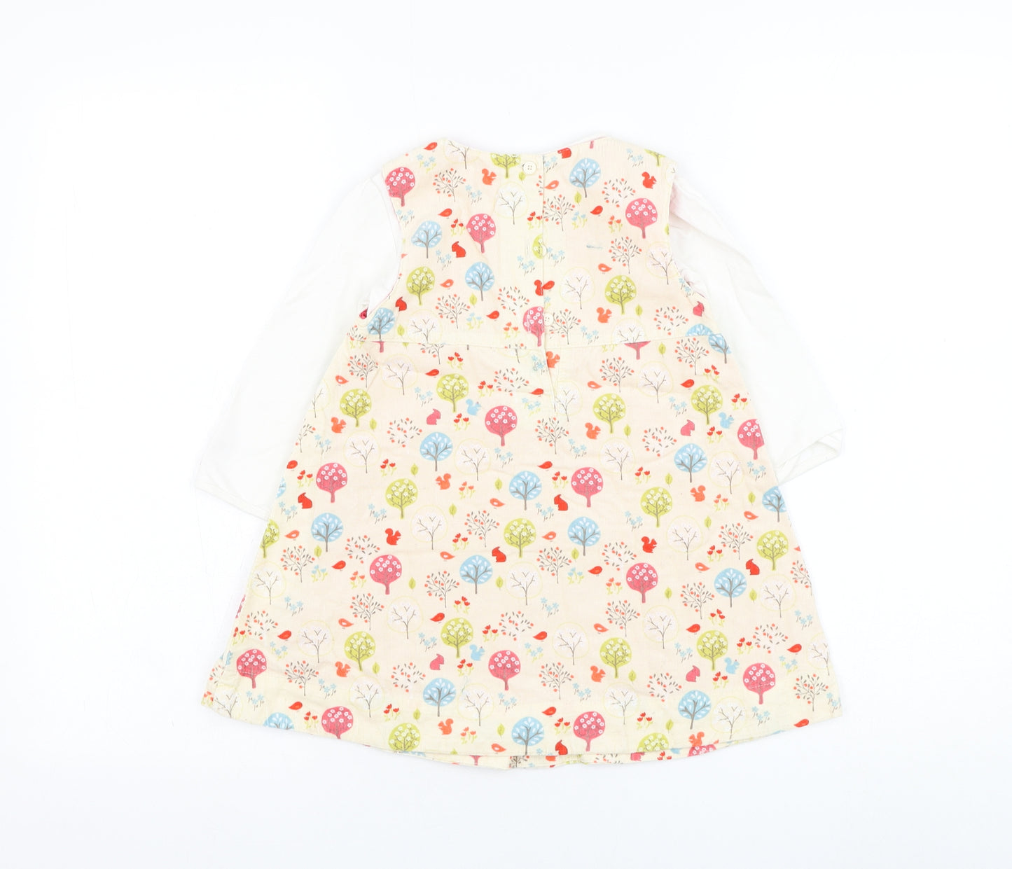 Debenhams Girls Beige Floral Cotton A-Line  Size 18-24 Months  Round Neck Pullover