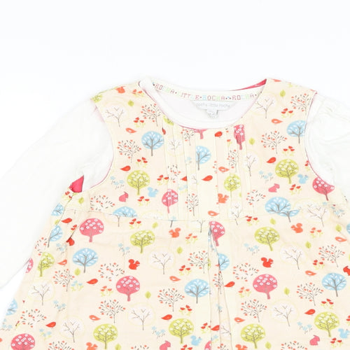 Debenhams Girls Beige Floral Cotton A-Line  Size 18-24 Months  Round Neck Pullover