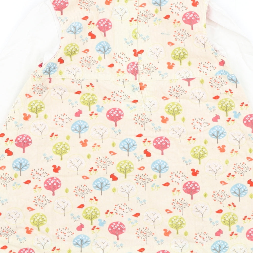 Debenhams Girls Beige Floral Cotton A-Line  Size 18-24 Months  Round Neck Pullover