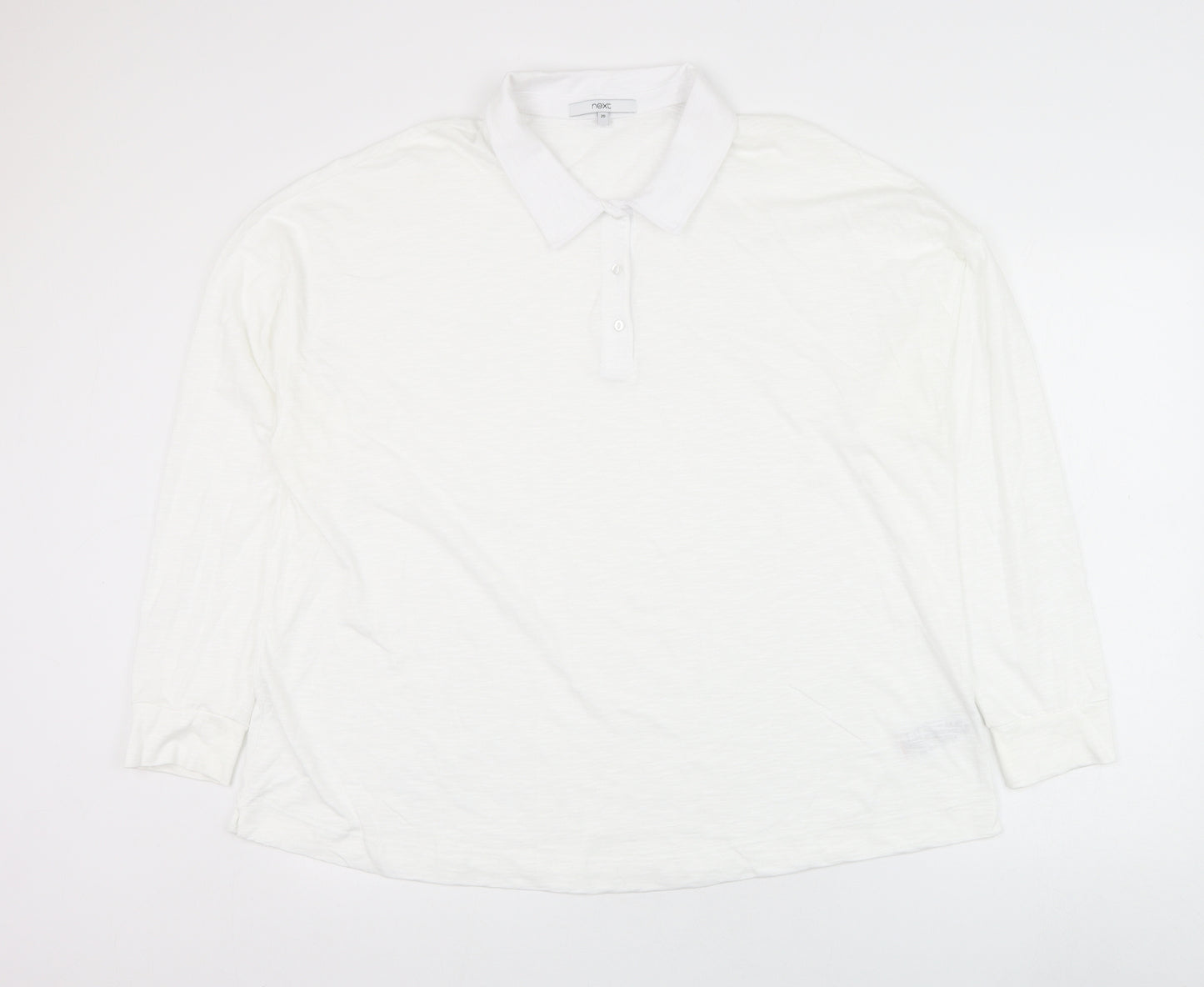 NEXT Womens White  Cotton Basic Polo Size 20 Mock Neck