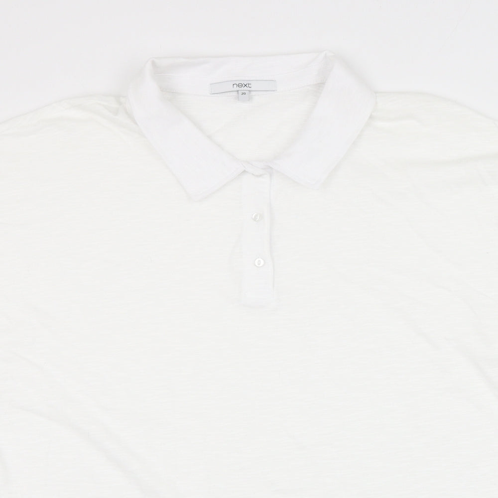 NEXT Womens White  Cotton Basic Polo Size 20 Mock Neck