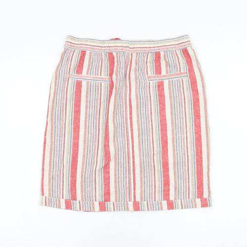 Papaya Womens Red Striped Linen A-Line Skirt Size 12   Tie