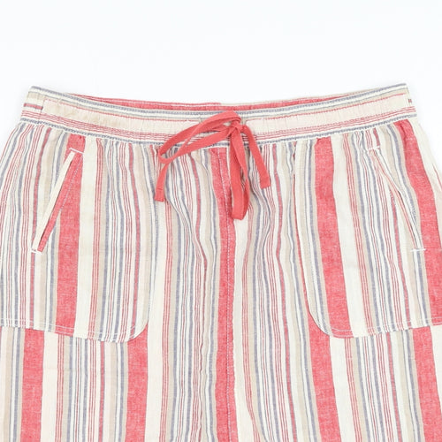 Papaya Womens Red Striped Linen A-Line Skirt Size 12   Tie