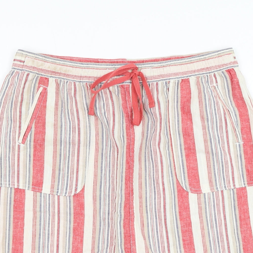 Papaya Womens Red Striped Linen A-Line Skirt Size 12   Tie
