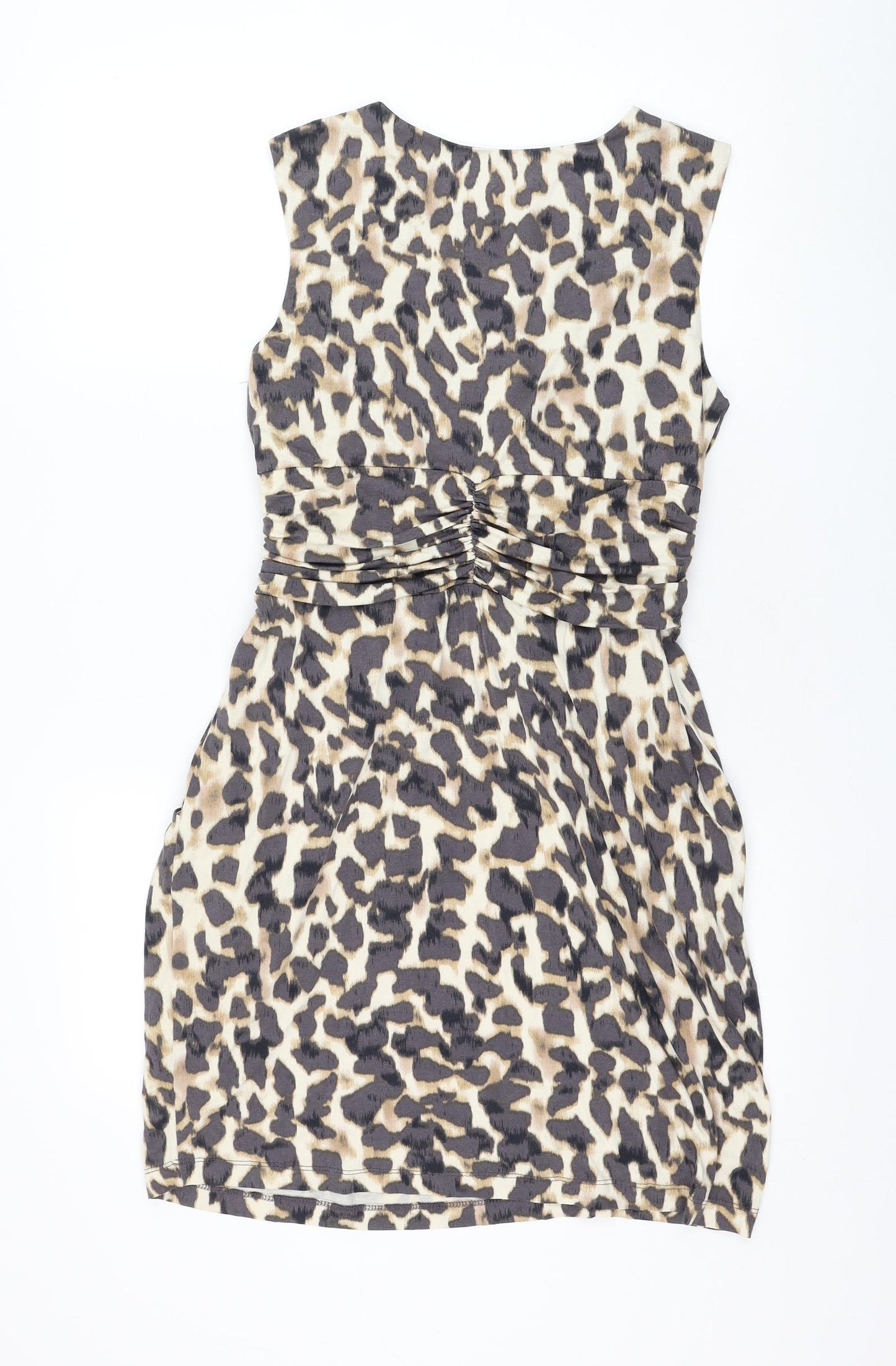 Red Herring Womens Ivory Animal Print Viscose Shift  Size 12  Round Neck Pullover