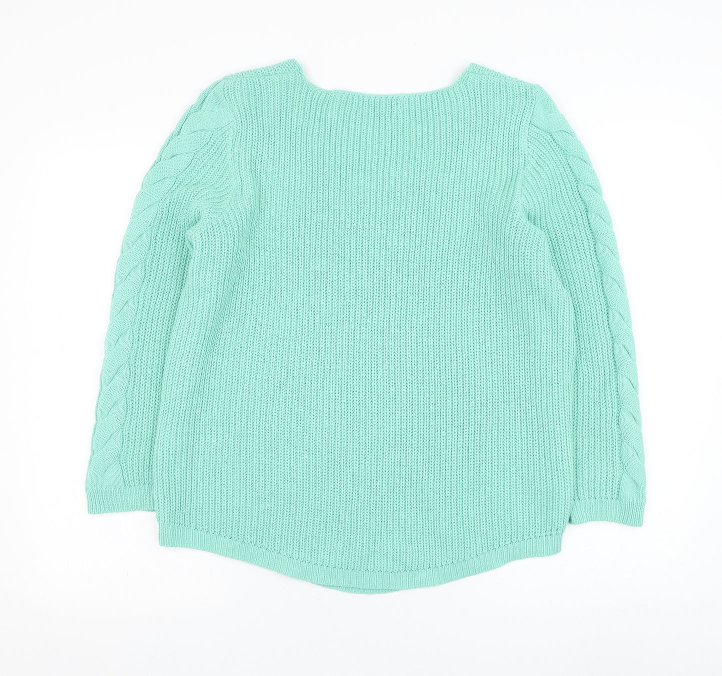 BASSINI Womens Blue V-Neck  Acrylic Pullover Jumper Size L