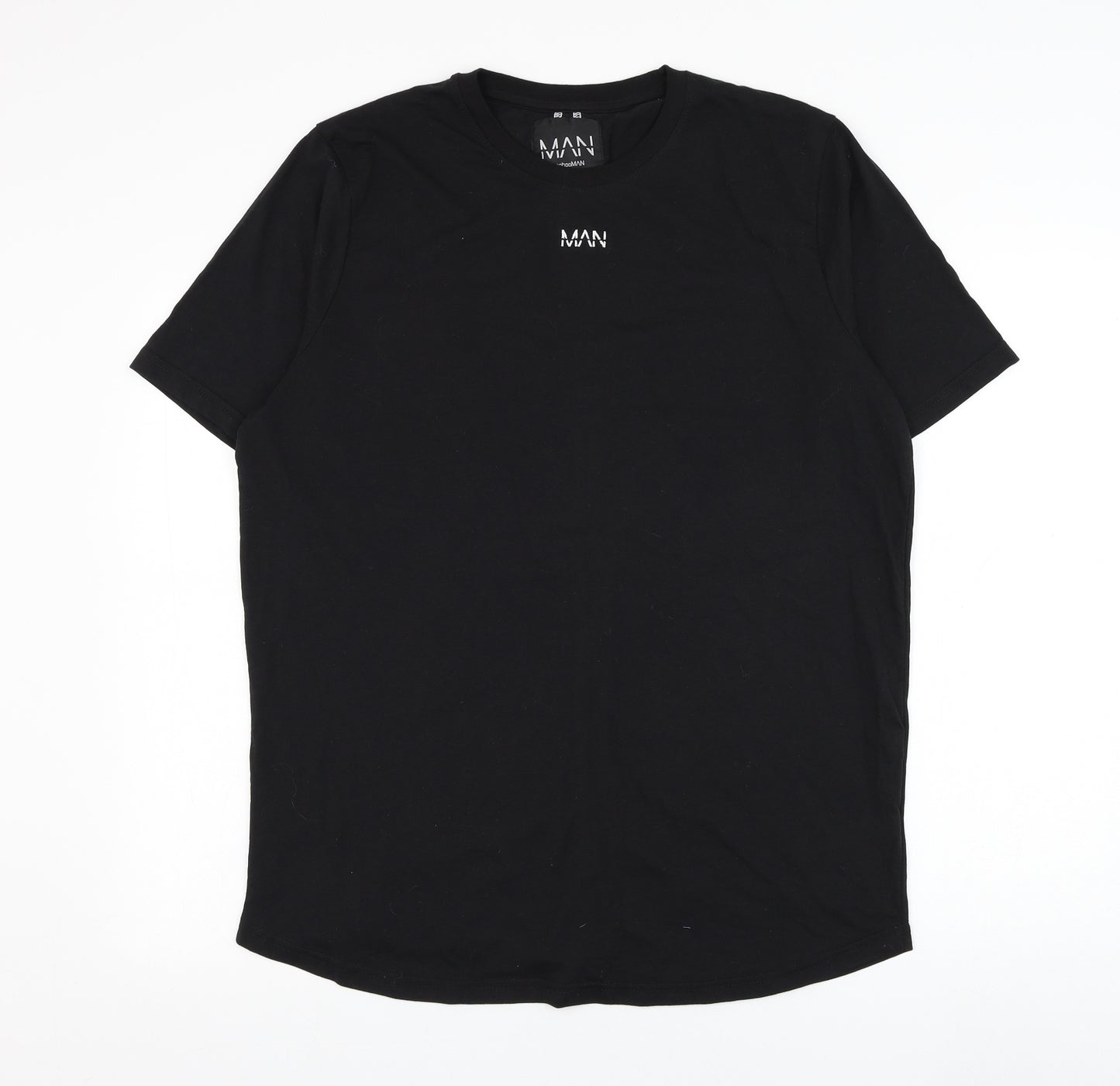 BoohooMAN Mens Black  Cotton  T-Shirt Size XL Round Neck