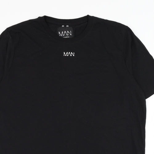 BoohooMAN Mens Black  Cotton  T-Shirt Size XL Round Neck