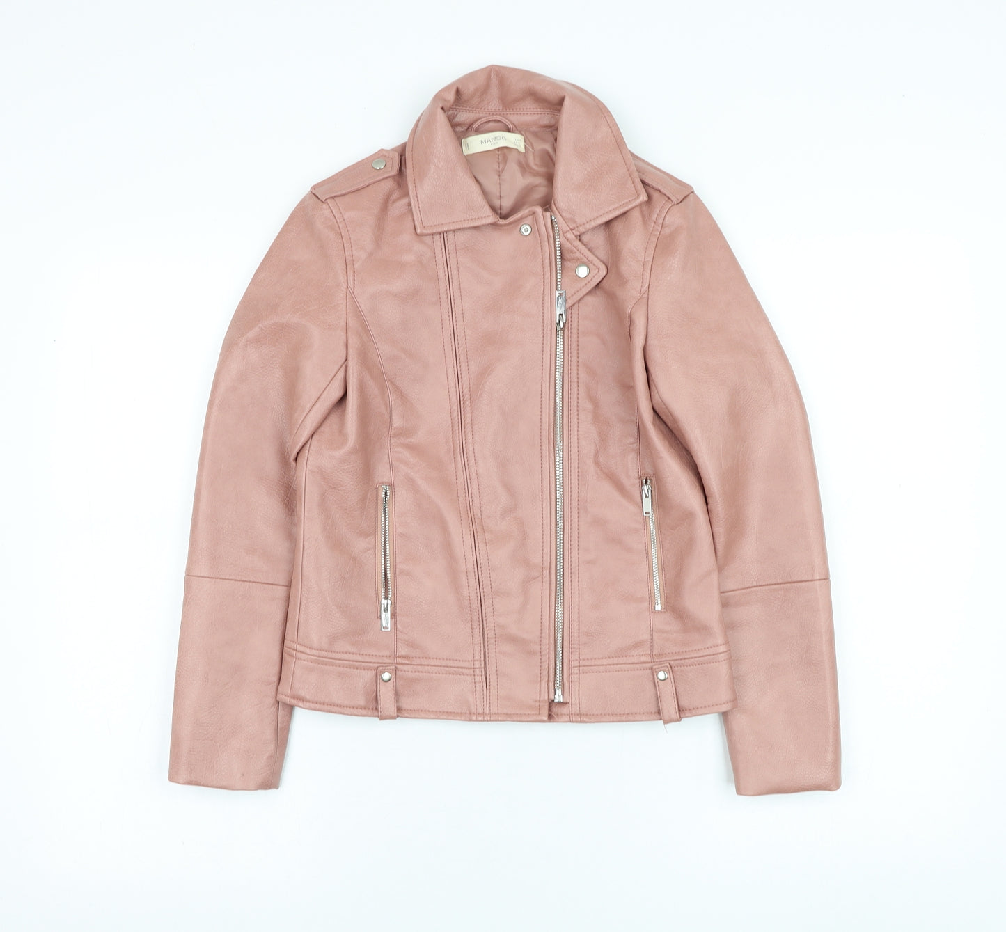 Mango Girls Pink   Biker Jacket Size 11-12 Years  Zip
