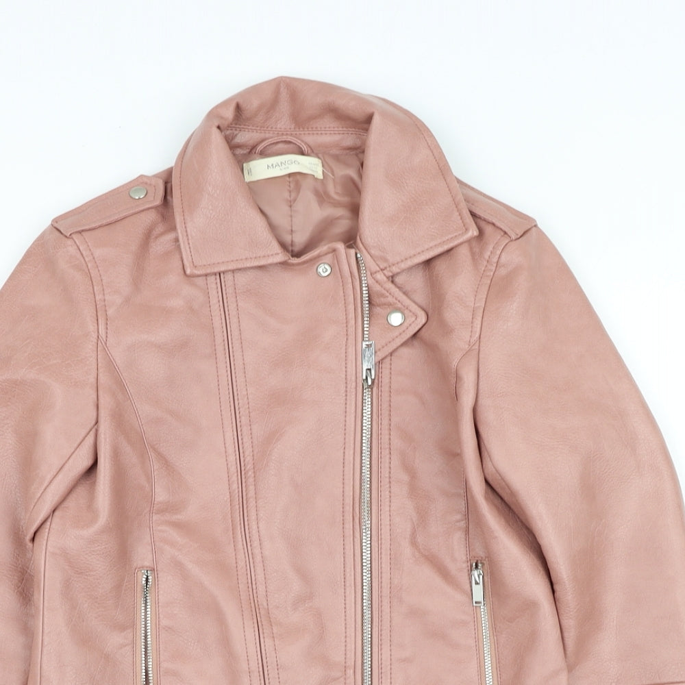 Mango Girls Pink   Biker Jacket Size 11-12 Years  Zip