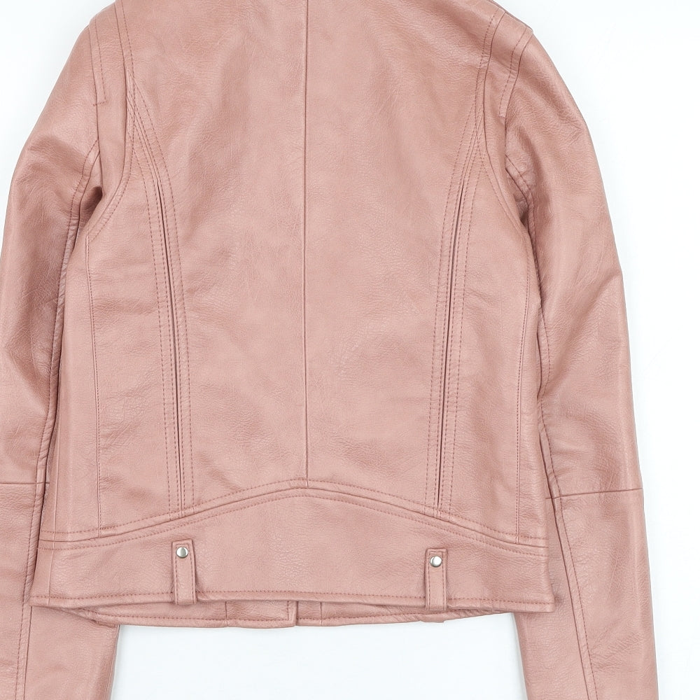 Mango Girls Pink   Biker Jacket Size 11-12 Years  Zip
