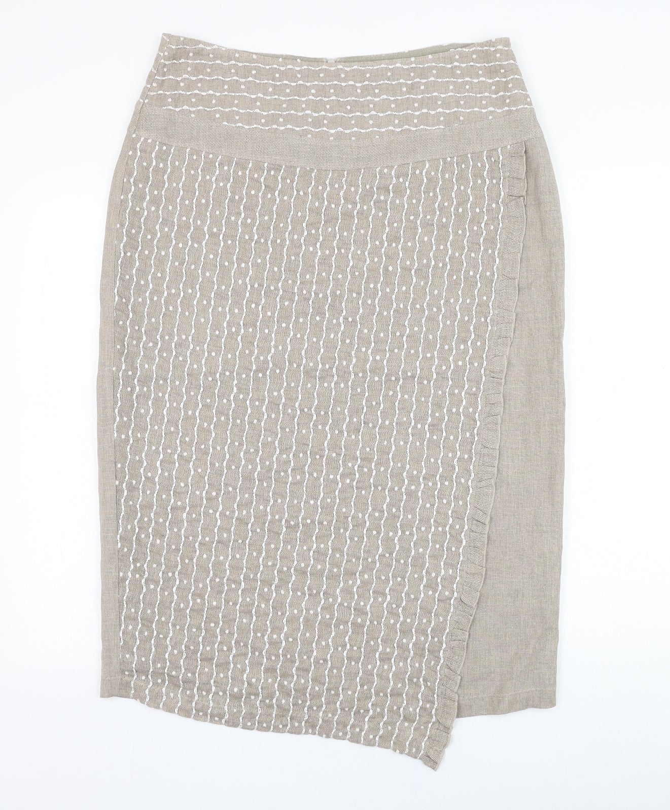Aria Womens Beige  Linen Straight & Pencil Skirt Size 14   Zip