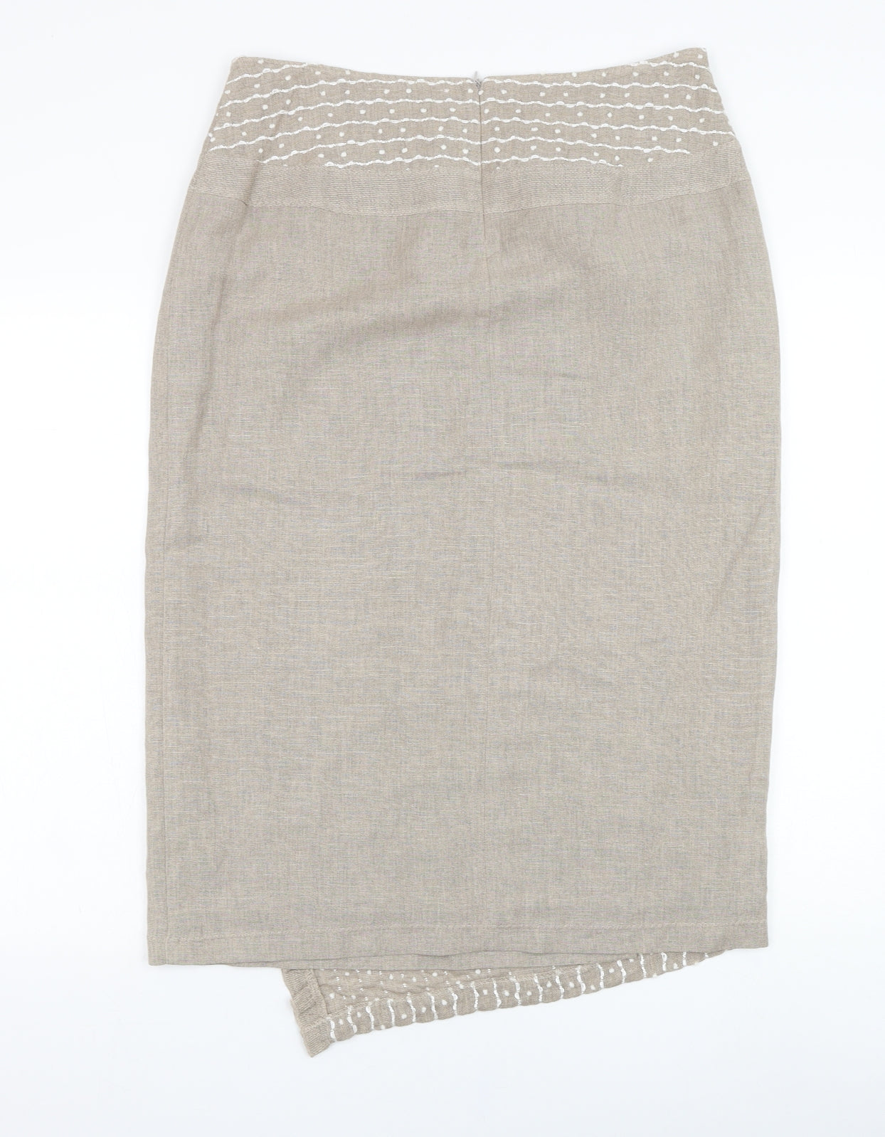Aria Womens Beige  Linen Straight & Pencil Skirt Size 14   Zip