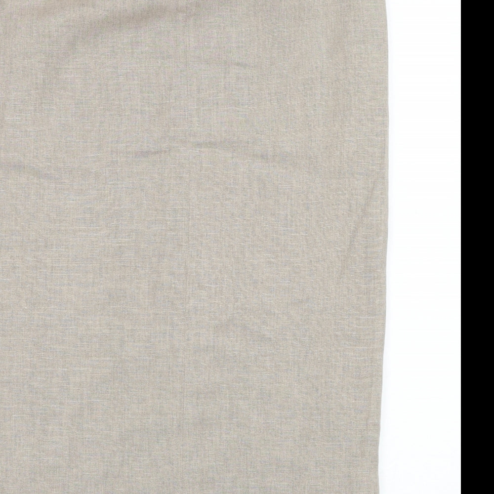 Aria Womens Beige  Linen Straight & Pencil Skirt Size 14   Zip