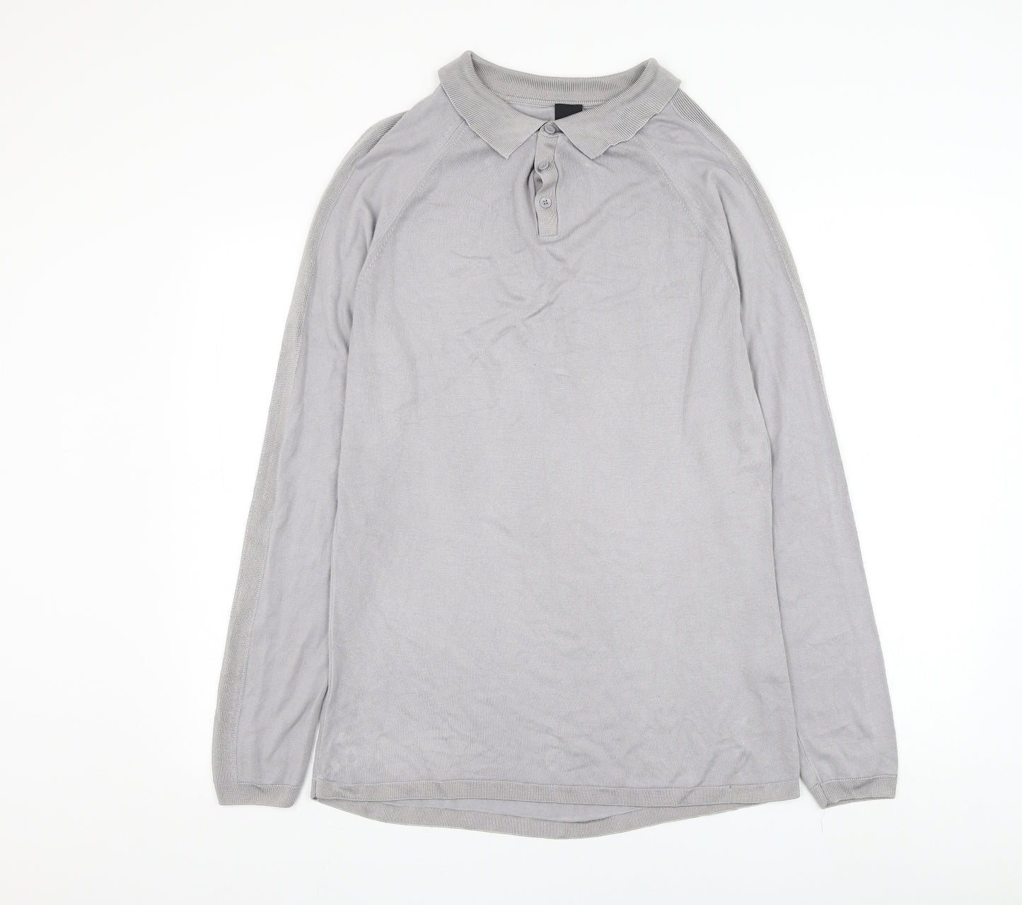 River Island Mens Grey Collared  Viscose Pullover Jumper Size L