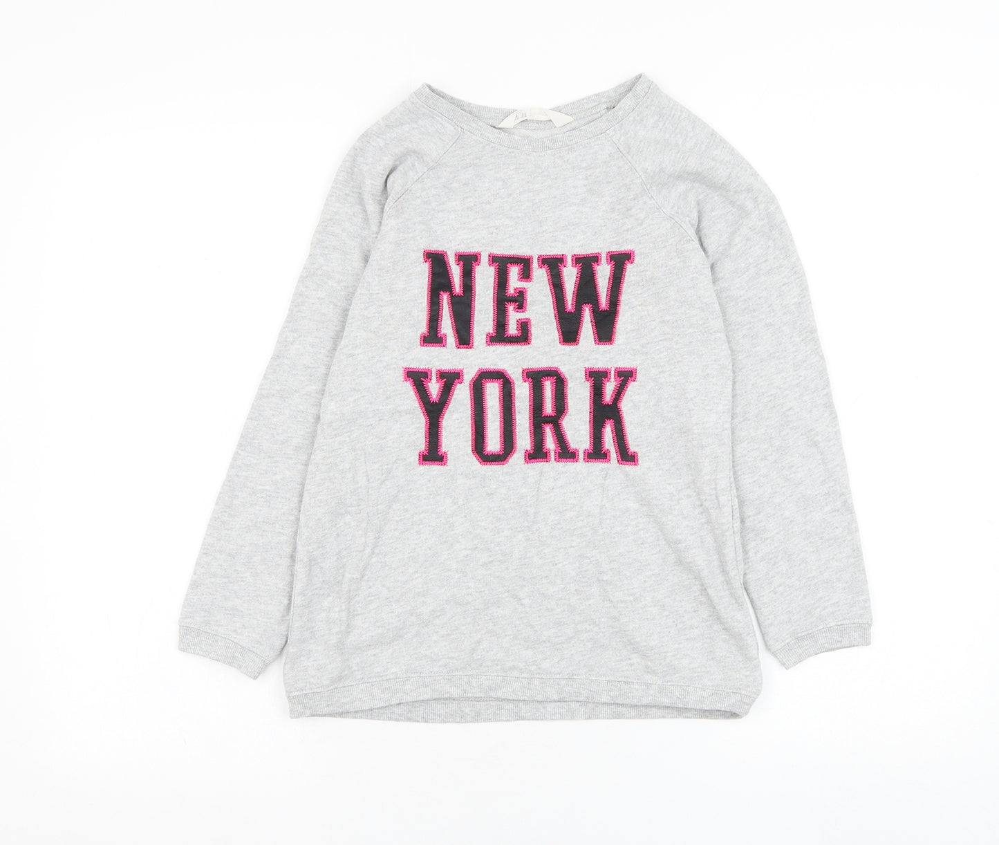 H&M Girls Grey  Cotton Pullover Sweatshirt Size 9-10 Years  Pullover - New York
