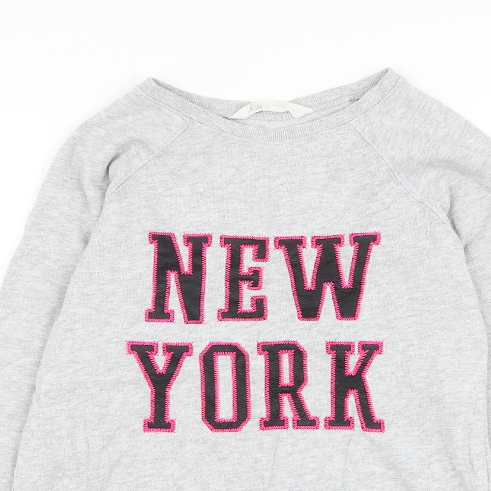 H&M Girls Grey  Cotton Pullover Sweatshirt Size 9-10 Years  Pullover - New York
