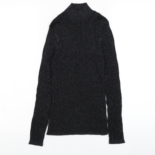 NEXT Girls Black Mock Neck  Viscose Pullover Jumper Size 11 Years  Pullover
